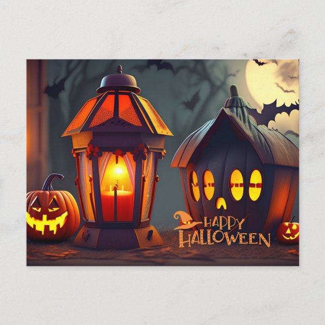 Happy halloween Nattflygning Fladdermus Helg Vykort (Framsida)