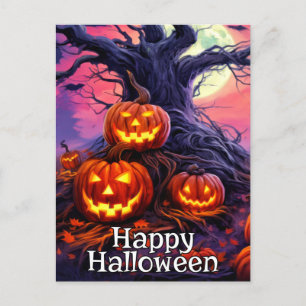 Happy halloween Nefarig Pumpkin efter midnatt Vykort