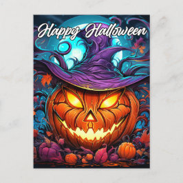 Happy halloween Nefarious Pumpkin Illustration Vykort