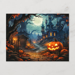 Happy halloween Nefarious Pumpkin med god belysn Vykort