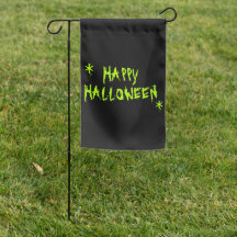 Happy halloween neon grönt svart läsktypografi