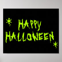 Happy halloween neon grönt svart läsktypografi