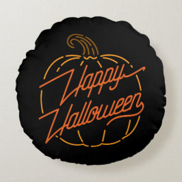 Happy halloween Neon Round Pillow Rund Kudde