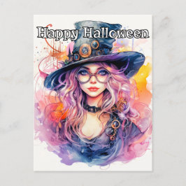 Happy halloween - Nerdy Witch Illustration Vykort