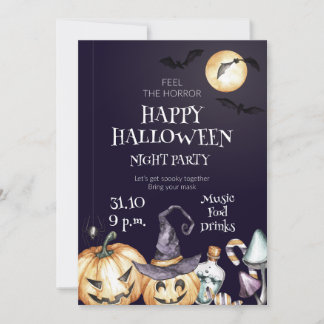 Happy Halloween Night Party Invitation Inbjudningar