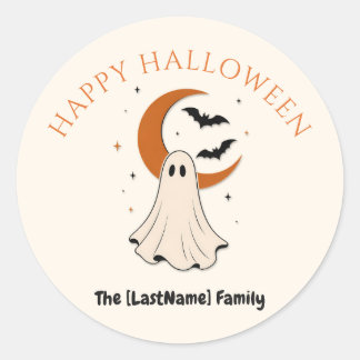 Happy Halloween / Noche de Brujas Minimalista Runt Klistermärke