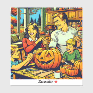Happy halloween-nostalgiska familjen som transport klistermärken