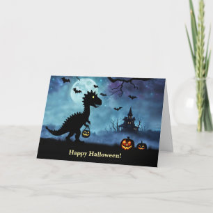 Happy halloween och behandling av Cute Dinosaur Kort