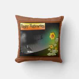 Happy halloween och blommor - kudde