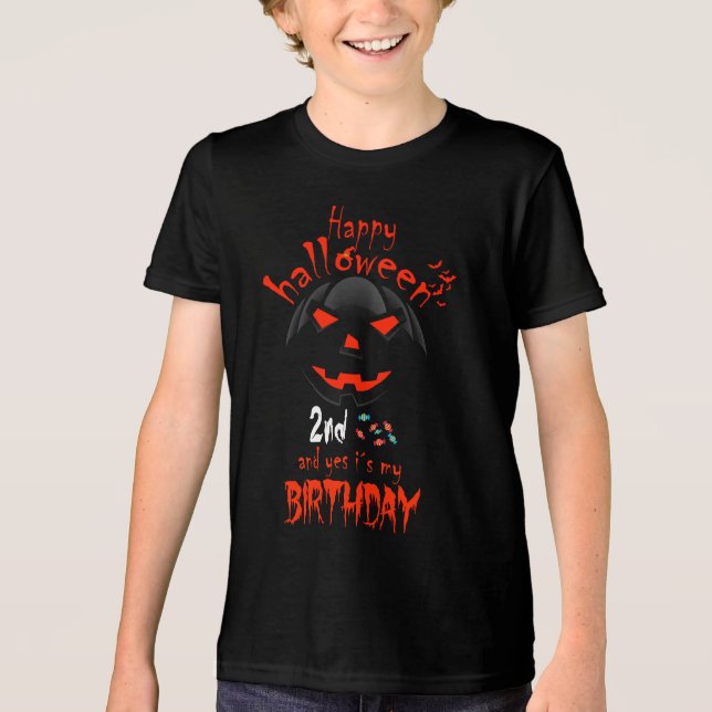 Happy halloween och det är min andra födelsedag t shirt (Framsida)