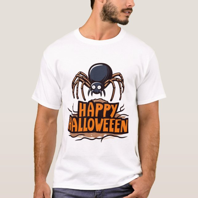 Happy halloween och Hårig Friend T Shirt (Framsida)