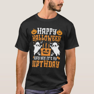 happy halloween och ja, det är min födelsedag född t shirt