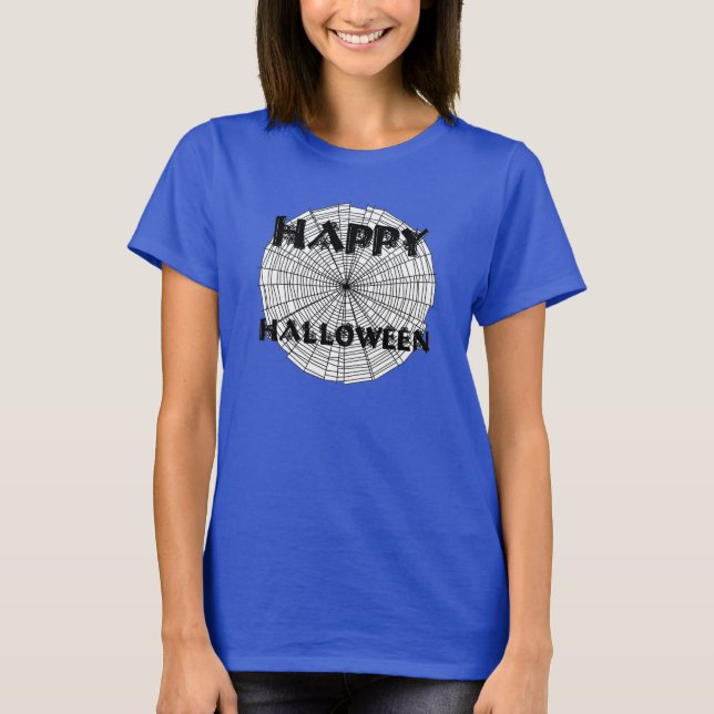 Happy halloween om Spindelnätet Womens Tee (Framsida)