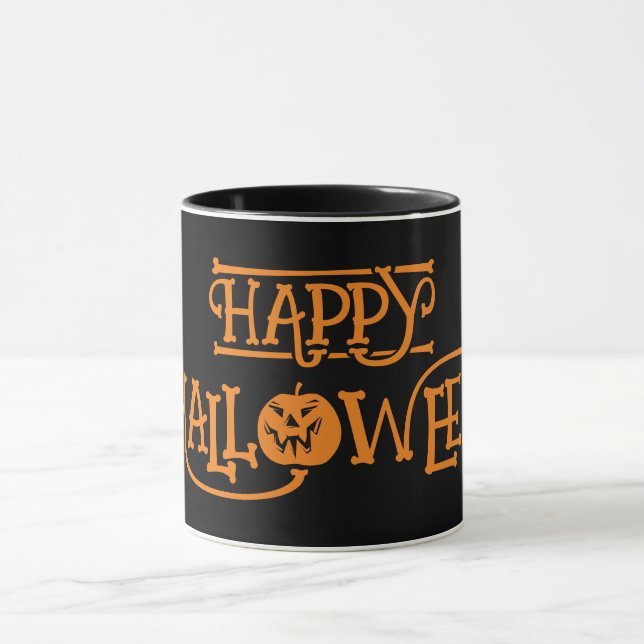 Happy halloween Orange Black Coffee Mugg (Center)