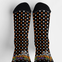 Happy halloween Orange Black Cute Polka dots