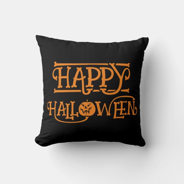 Happy halloween Orange Black Kudde (Framsida)