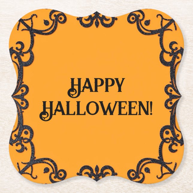 Happy halloween Orange & Black Papper Underlägg (Framsida)