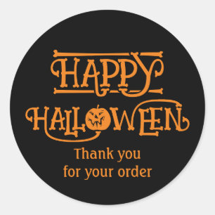 Happy halloween Orange Black Runt Klistermärke