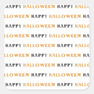 Happy halloween Orange Black Wording Party Fyrkantigt Klistermärke
