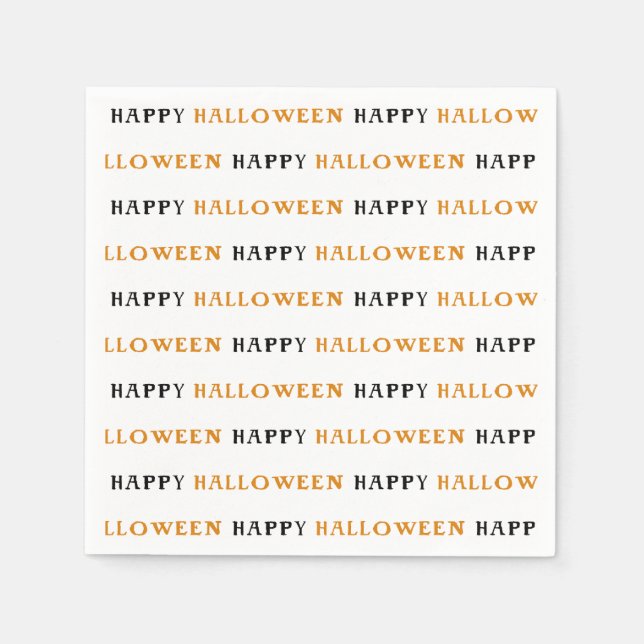 Happy halloween Orange Black Wording Party Pappersservett (Framsidan)