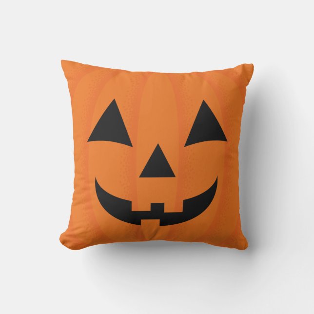 Happy halloween Orange Carved Smiling Pumpkin Ansi Kudde (Framsida)