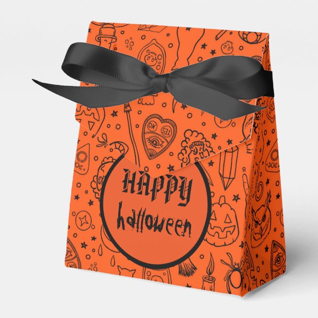 Happy halloween Orange Doodle Mönster Presentaskar (Framsidan Sidan)