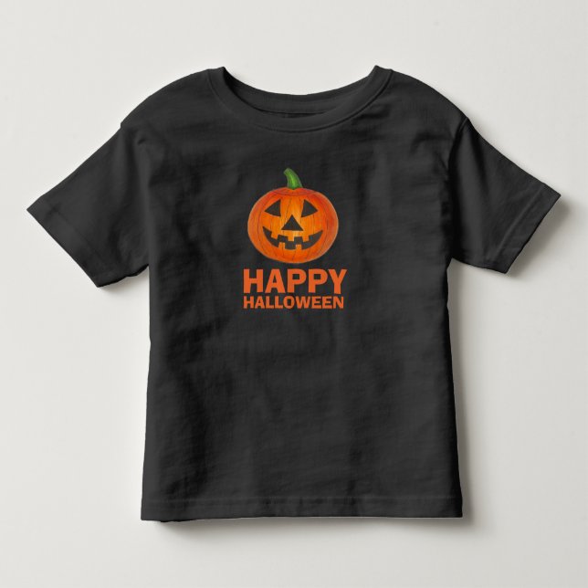 Happy halloween Orange Jack o'Lantern Pumpkin Tee Shirt (Framsida)