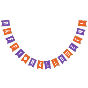 Happy halloween Orange & Lila Ghost Bunting Flagga