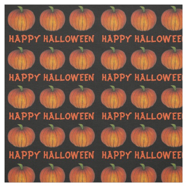 Happy halloween Orange och Black Pumpkin Patch Tyg (Provkarta)