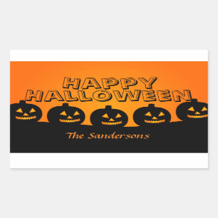 Happy halloween Orange och Black Pumpkin Stickers Rektangulärt Klistermärke
