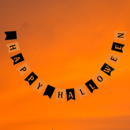 Happy halloween Orange och svart Vimplar