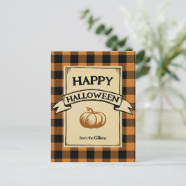 happy halloween orange planerad vykort