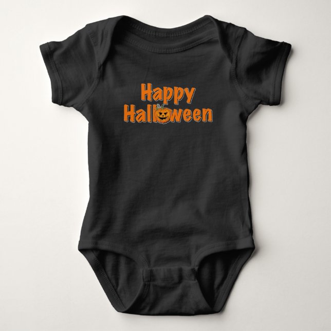 Happy halloween orange pumpa jack o lantern t shirt (Framsida)