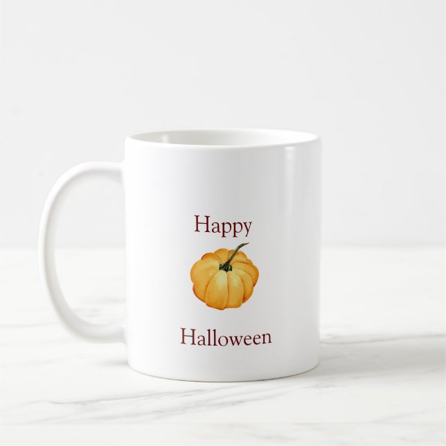 Happy halloween orange pumpa vattenfärg kaffemugg (Vänster)