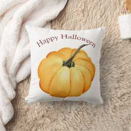 Happy halloween orange-pumpa, vattenfärg kudde