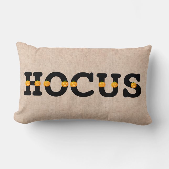 Happy halloween Orange Pumpkin Burlap Lumbarkudde (Framsida)