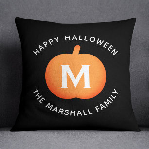 Happy halloween Orange Pumpkin Family Monogram Kudde