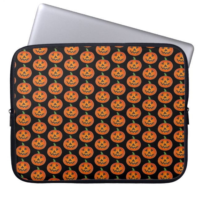 Happy halloween Orange Pumpkin Jack o'Lantern Laptop Fodral (Framsidan)