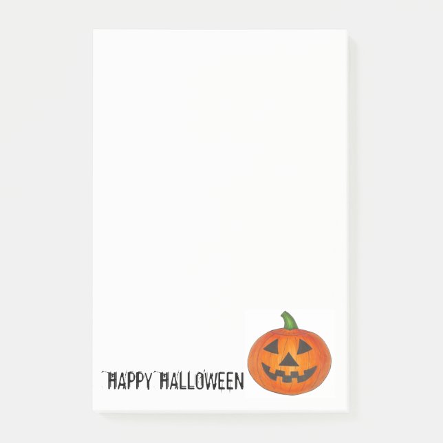 Happy halloween Orange Pumpkin Jack o'Lantern Post-it Block (Framsida)