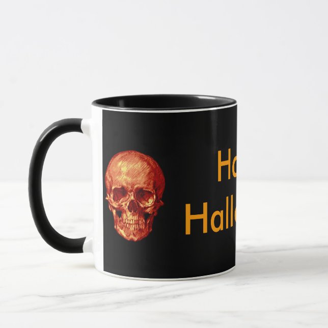Happy halloween Orange Skull Mugg (Vänster)