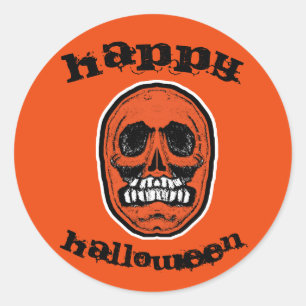 happy halloween Orange Skull Runt Klistermärke