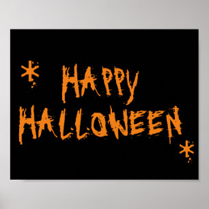 happy halloween orange, svart läsk poster