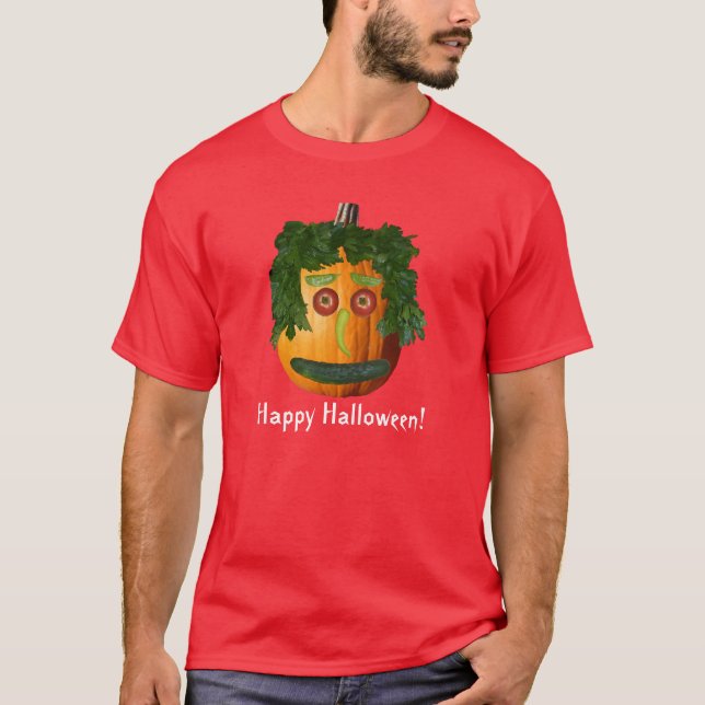 Happy halloween - Oskuren pumpkin Ansikte Tee Shirt (Framsida)
