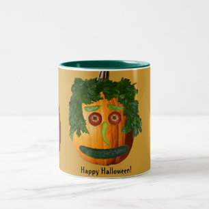 Happy halloween - Oskuren pumpkin Ansikte Två-Tonad Mugg
