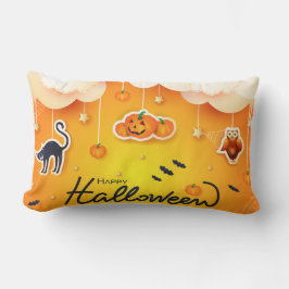 Happy halloween över molnen lumbarkudde