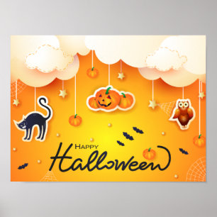 Happy halloween över molnen poster