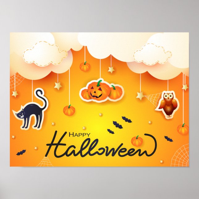 Happy halloween över molnen poster (Framsidan)