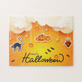 Happy halloween över molnen pussel