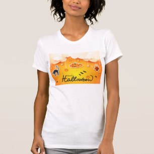 happy halloween över molnen t shirt