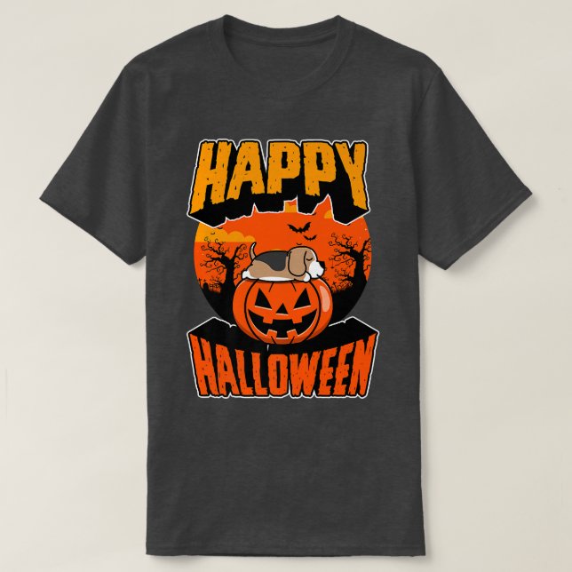 Happy halloween Party Cute Napping Kawaii Beagle D T Shirt (Design framsida)